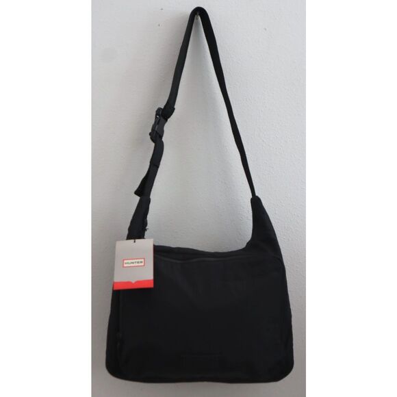 Hunter Unisex Large Black Nylon Commute Shoulder Bag w/Adjustable Webbing Strap - Picture 10 of 16